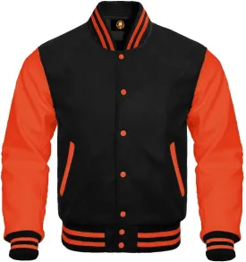 AMAZEE Bomber School Baseball Letterman Varsity Jacket Cow Leather Sleeves 30 Wool Body Colors