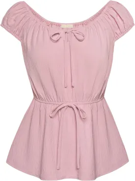 Belle Poque Women's Tie Front Peplum Tops Short Cap Sleeve Casual Blouse Tops Summer Cute Tops