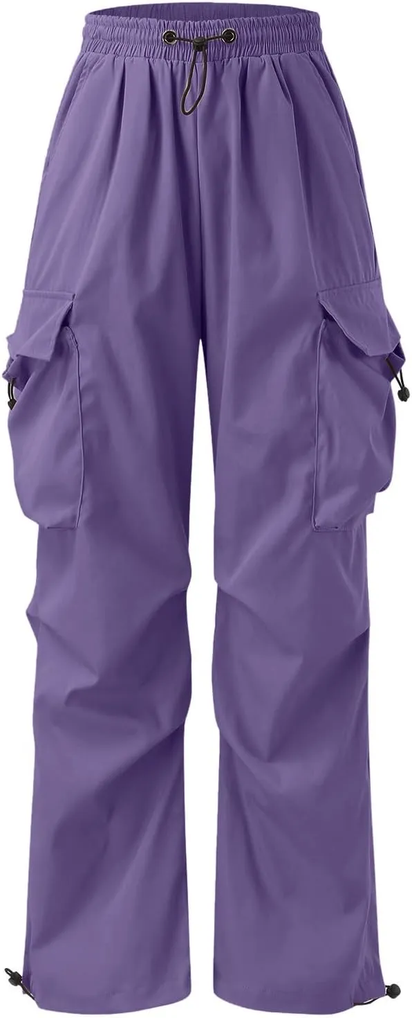 Cargo Pants for Men Casual Drawstring Elastic Waist Hip Hop Parachute Pants Loose Fit Baggy Sweatpants with Pockets