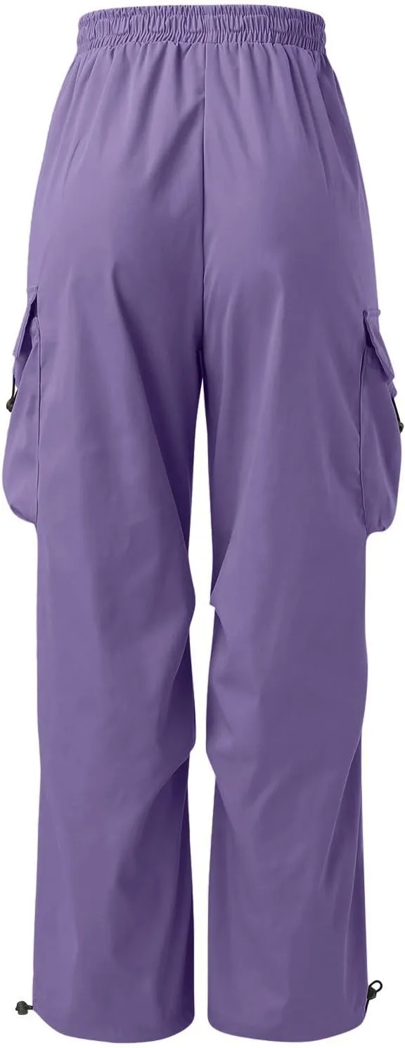 Cargo Pants for Men Casual Drawstring Elastic Waist Hip Hop Parachute Pants Loose Fit Baggy Sweatpants with Pockets