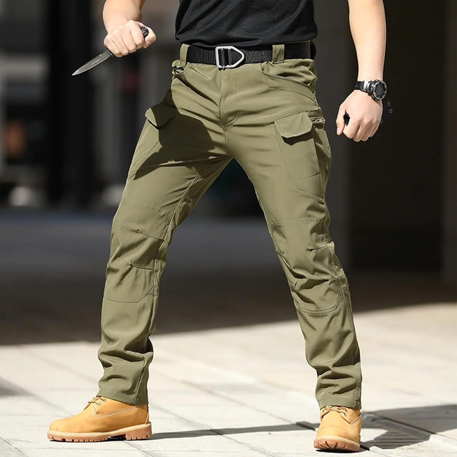 Cargo Pants for Men Water Resistant Ripstop Camo Hiking Pants Multi Pocket Outdoor Carpenter Relaxed Fit Work Pant