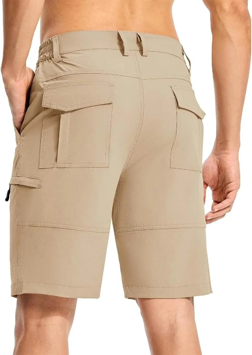 Cargo Shorts for Men Summer Casual Knee Length Water Resistant Work Fishing Hiking Shorts Elastic Waist Short Pants