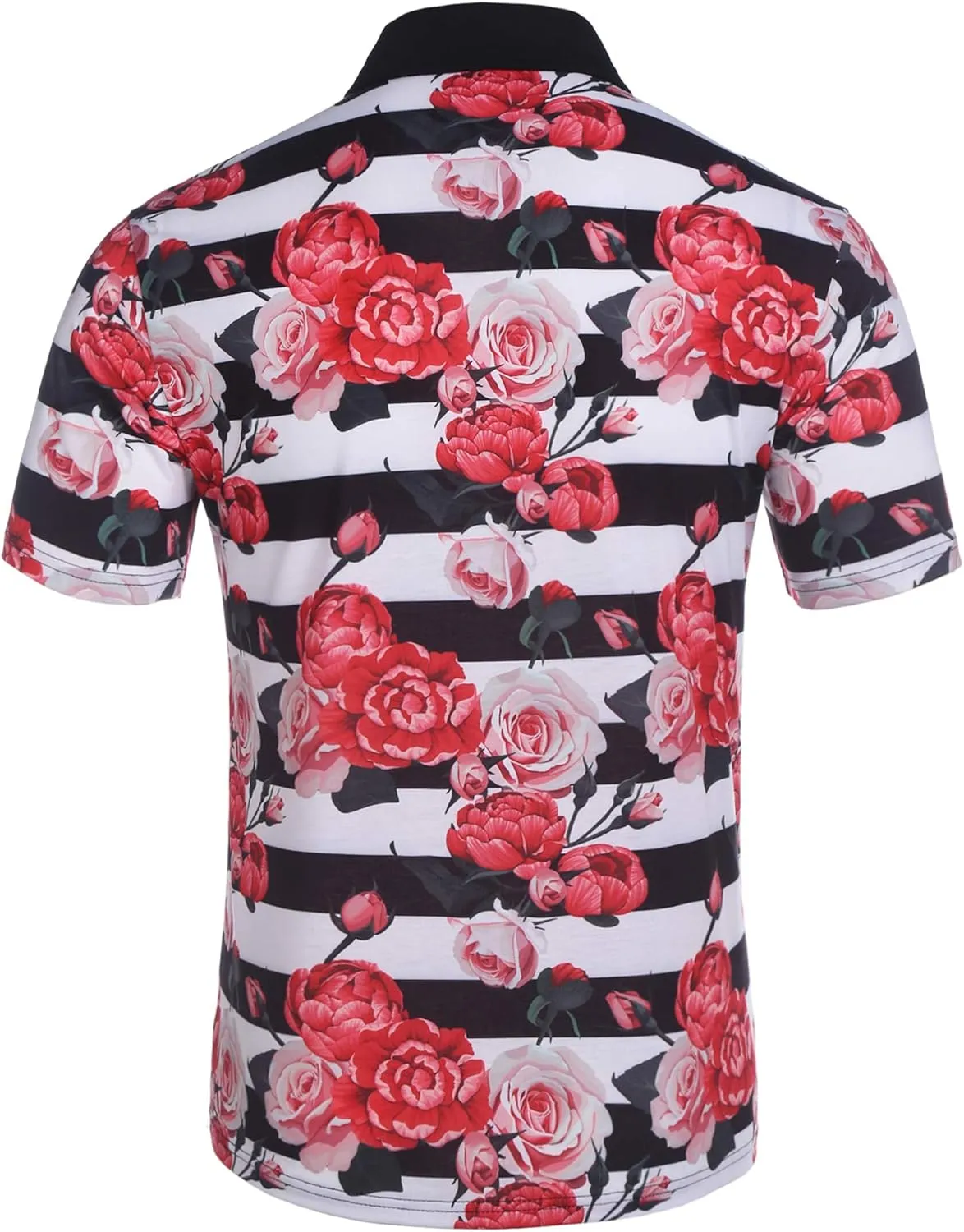 Daupanzees Men's Paisley Casual Short Sleeve Floral Print Jersey Polo Shirt