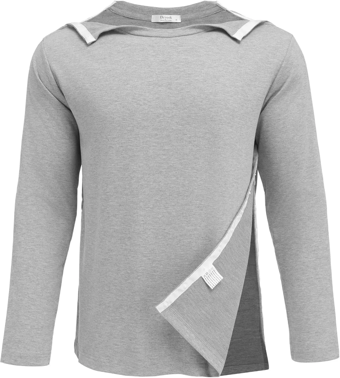 Deyeek Post Shoulder Surgery Recovery Shirts For Men Chemo Port Access Top Snap Full Tear Away Long Sleeve