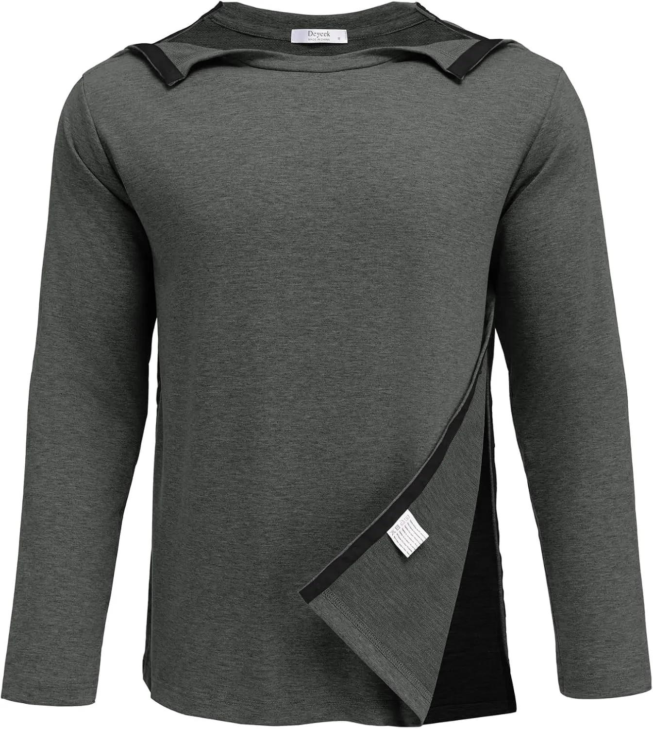 Deyeek Post Shoulder Surgery Recovery Shirts For Men Chemo Port Access Top Snap Full Tear Away Long Sleeve