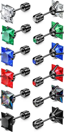 FIBO STEEL       for Men Women Surgical Stainless Steel Stud Earrings   Double Side Earrings Piercing  Studs Jewelry 