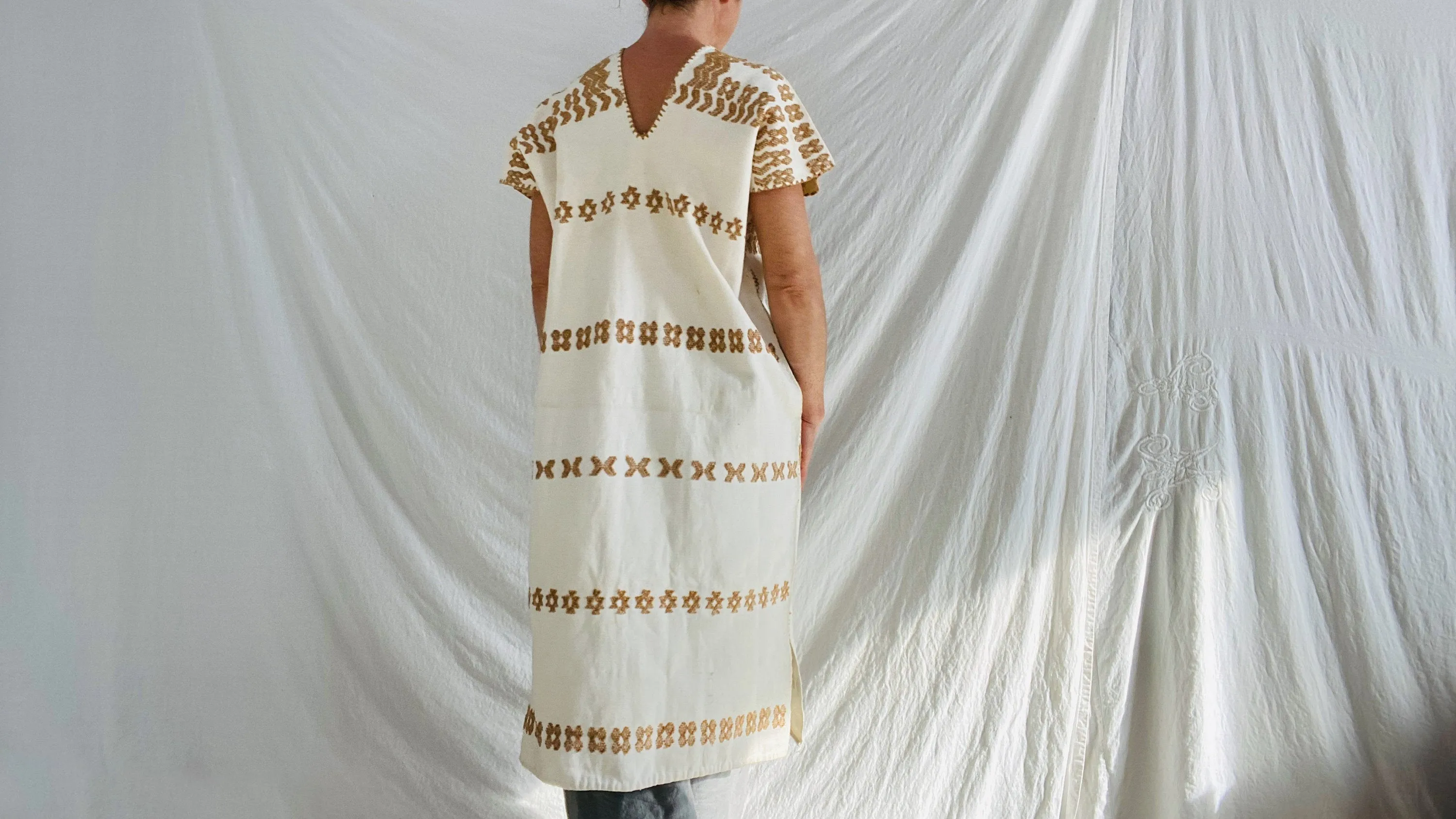 Hand Woven San Juan Colorado Huipil Dress. Oaxaca, Mexico. Rare