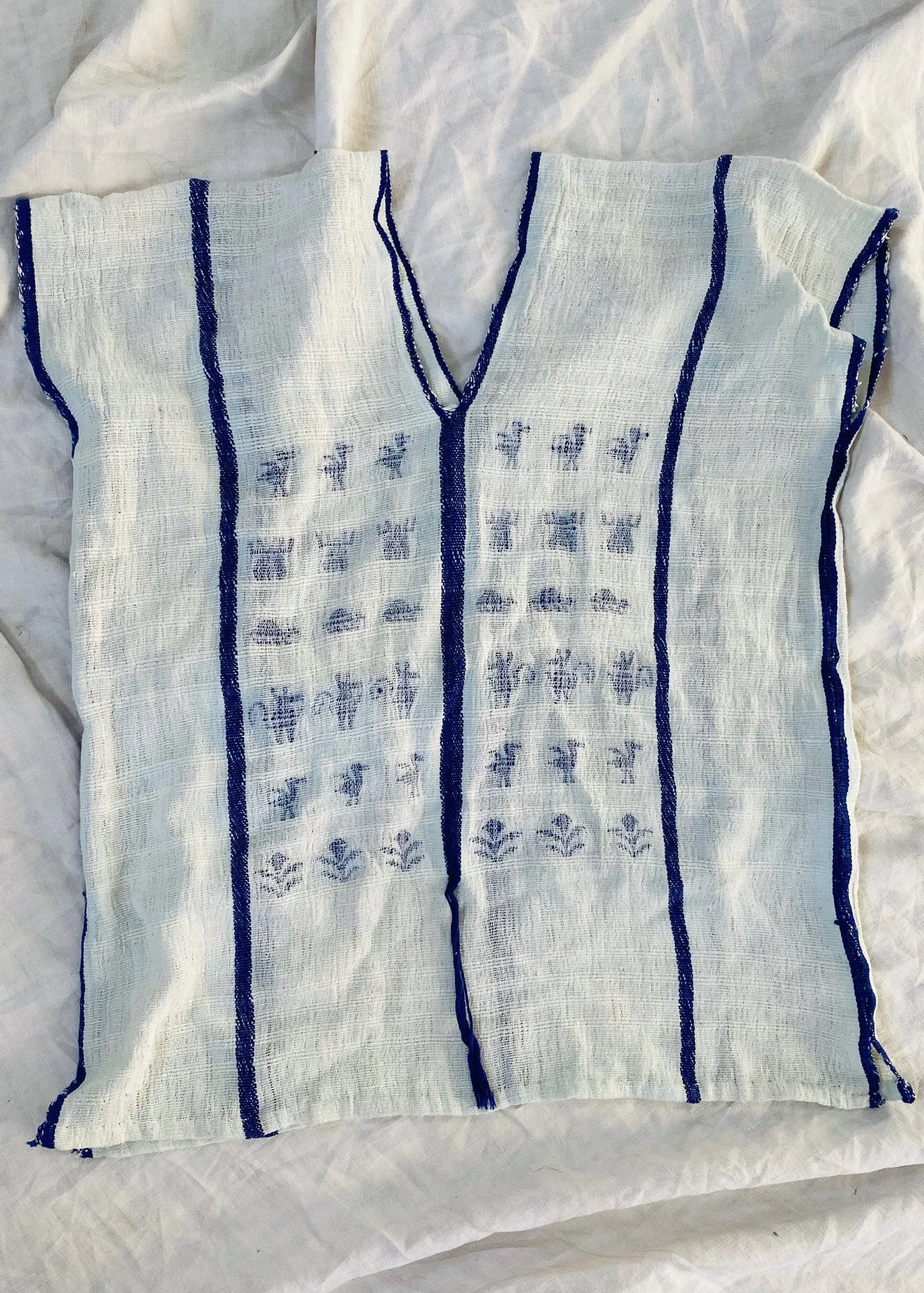 Hand Woven San Mateo Del Mar Huipil Blouse. Oaxaca, Mexico. Rare