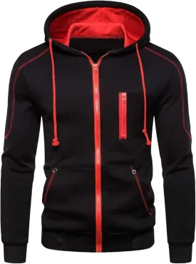 JEShifangjiusu Mens Full Zip Fleece Jackets Long Sleeve Contrast Hoodies Lightweight Sweatshirt Color Block Jacket Coats