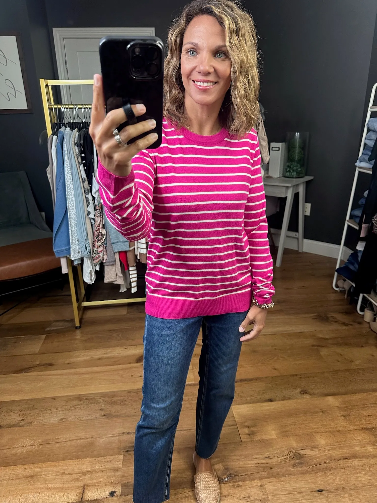 Latest News Striped Lightweight Crewneck Sweater - Multiple Options