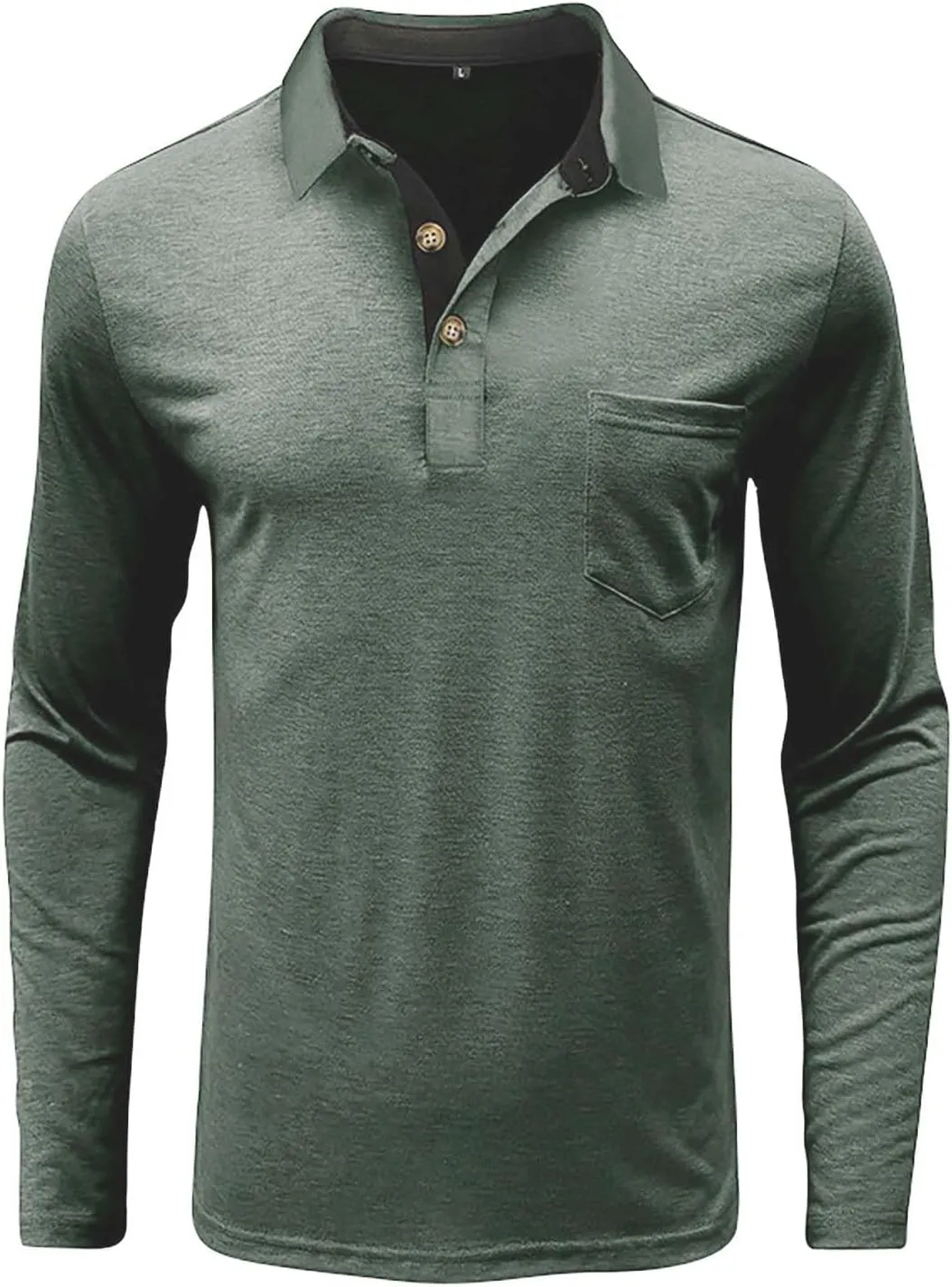 Men's 2025 Classic Fit Casual Short Sleeve Vintage Dual Tipped Collar Button Down Polo Shirt with Pocket