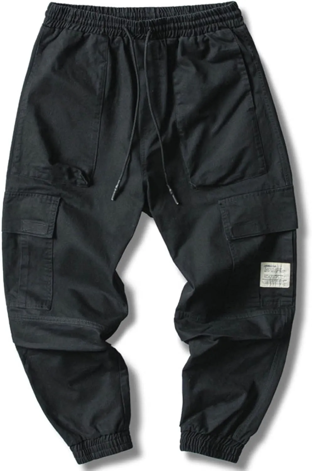 Mens Cargo Pants Slim Fit Stretch Waist Vintage Cargo Sweatpants Lightweight Drawstring Fashion Casual Streetwear Pants