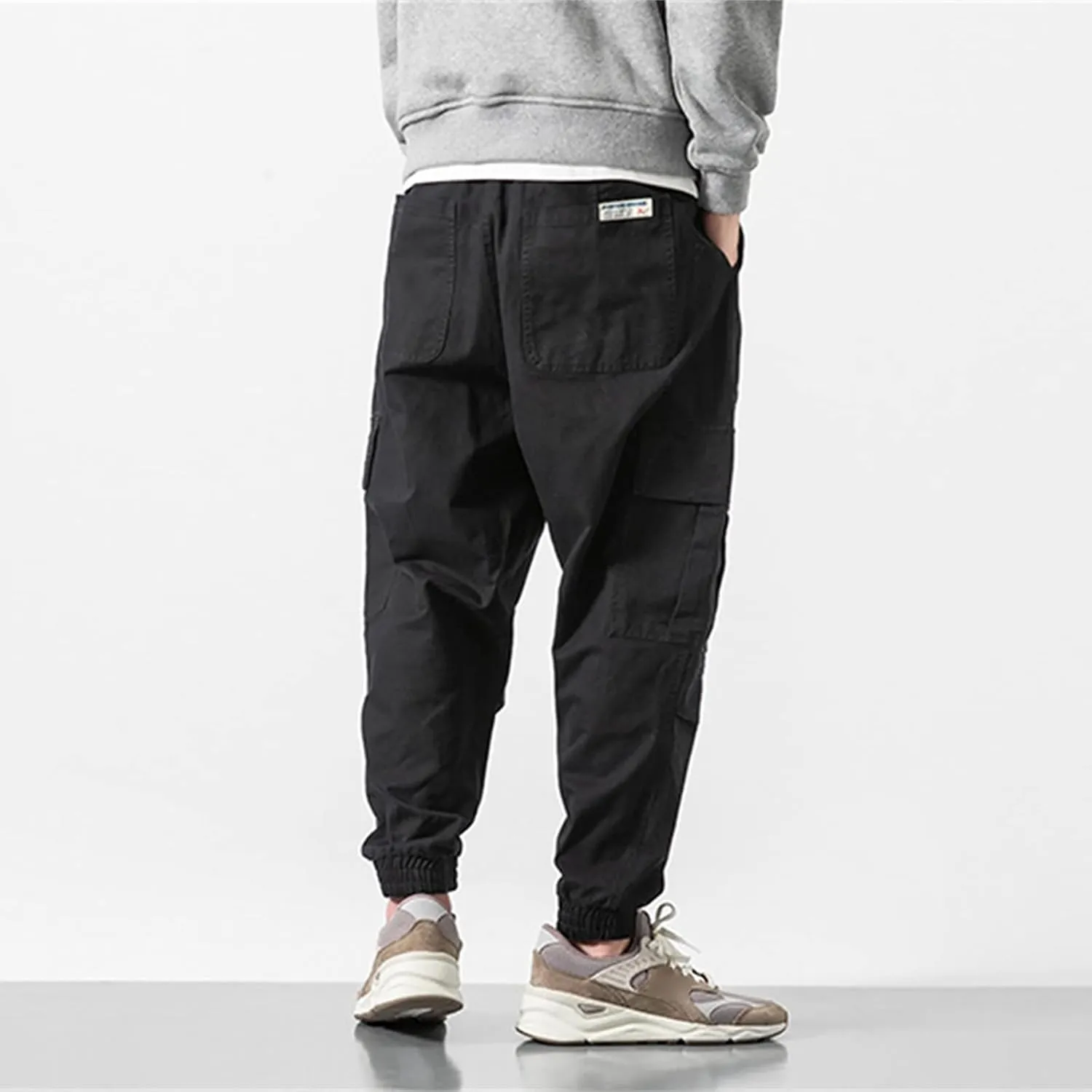 Mens Cargo Pants Slim Fit Stretch Waist Vintage Cargo Sweatpants Lightweight Drawstring Fashion Casual Streetwear Pants