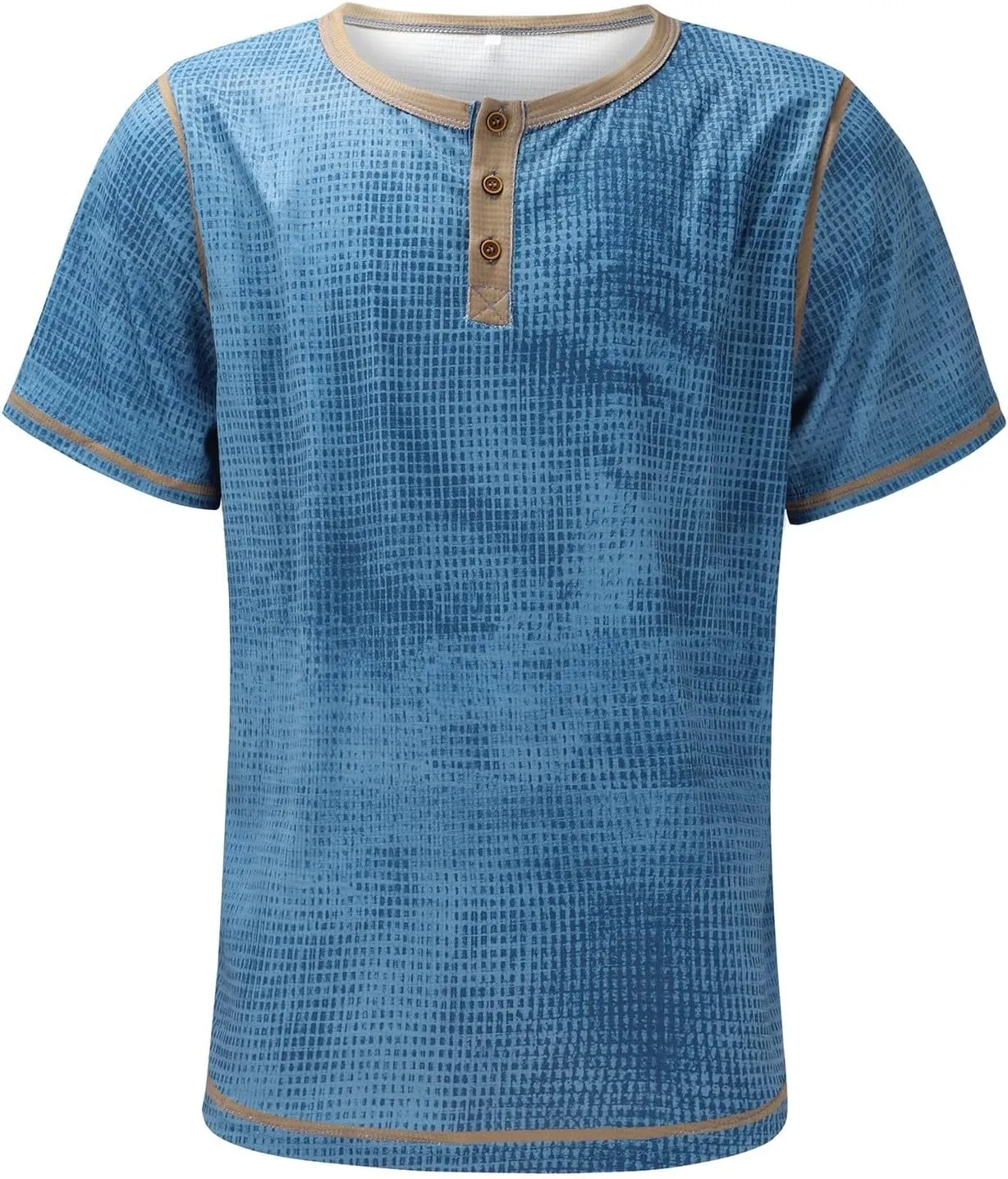 Mens Casual Henley Short Sleeve Shirt Fashion Summer Beach Holiday T-Shirts Lightweight Outdoor Travel Button up Tees