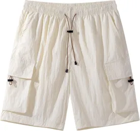 Men's Summer Wide Leg Cargo Shorts Streetwear Fashion Casual Quick-Dry Baggy Hip Hop Short Pants with Multi-Pockets