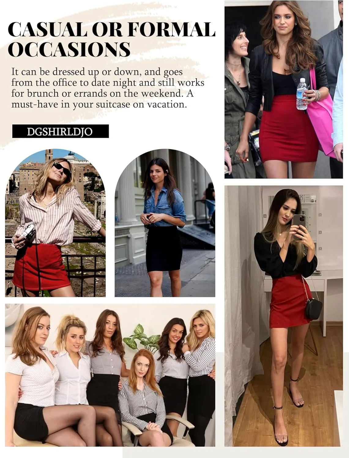 Pencil Skirt for Women Stretch High Waist Bodycon Mini Skirts for Women Casual Business Work