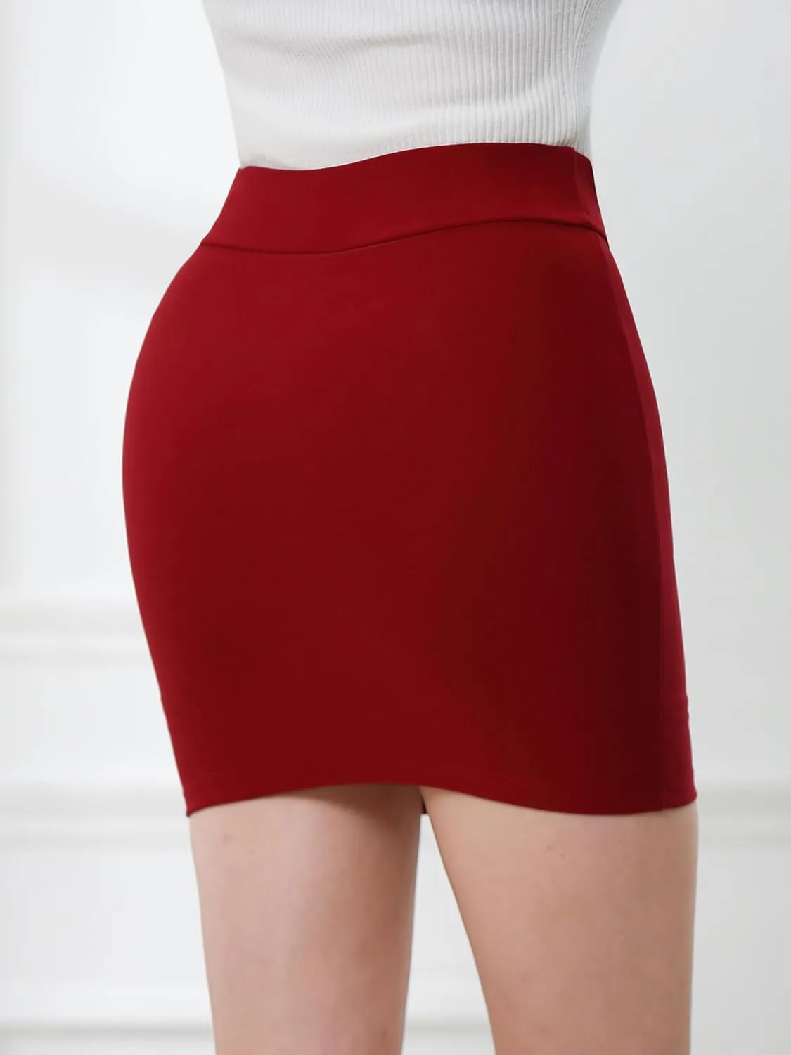Pencil Skirt for Women Stretch High Waist Bodycon Mini Skirts for Women Casual Business Work