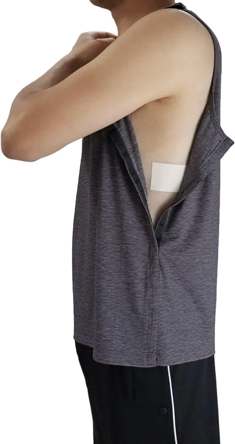 Post Surgery Shirts Shoulder Arm Broken Breast Recovery Tank Tops Clothing Snap Open Sleeveless Shirt Unisex Size
