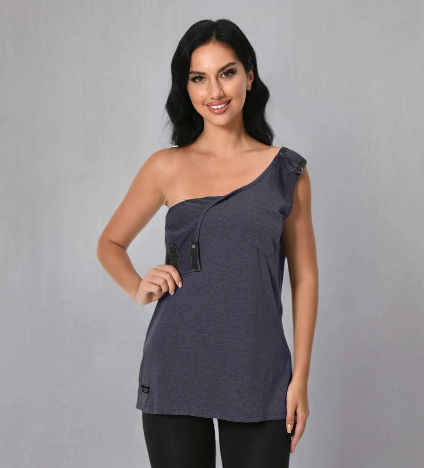 Post Surgery Shirts Shoulder Arm Broken Breast Recovery Tank Tops Clothing Snap Open Sleeveless Shirt Unisex Size