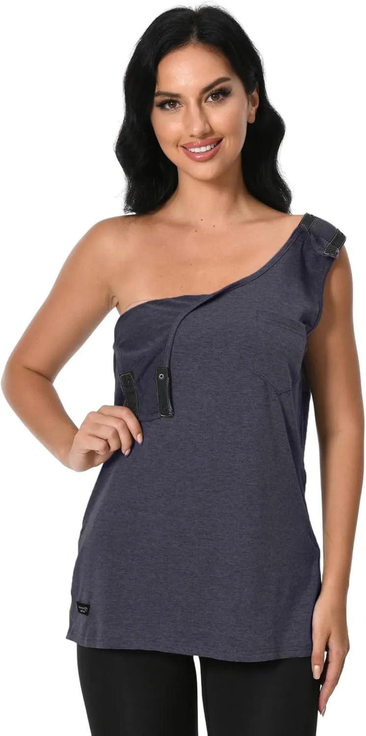 Post Surgery Shirts Shoulder Arm Broken Breast Recovery Tank Tops Clothing Snap Open Sleeveless Shirt Unisex Size