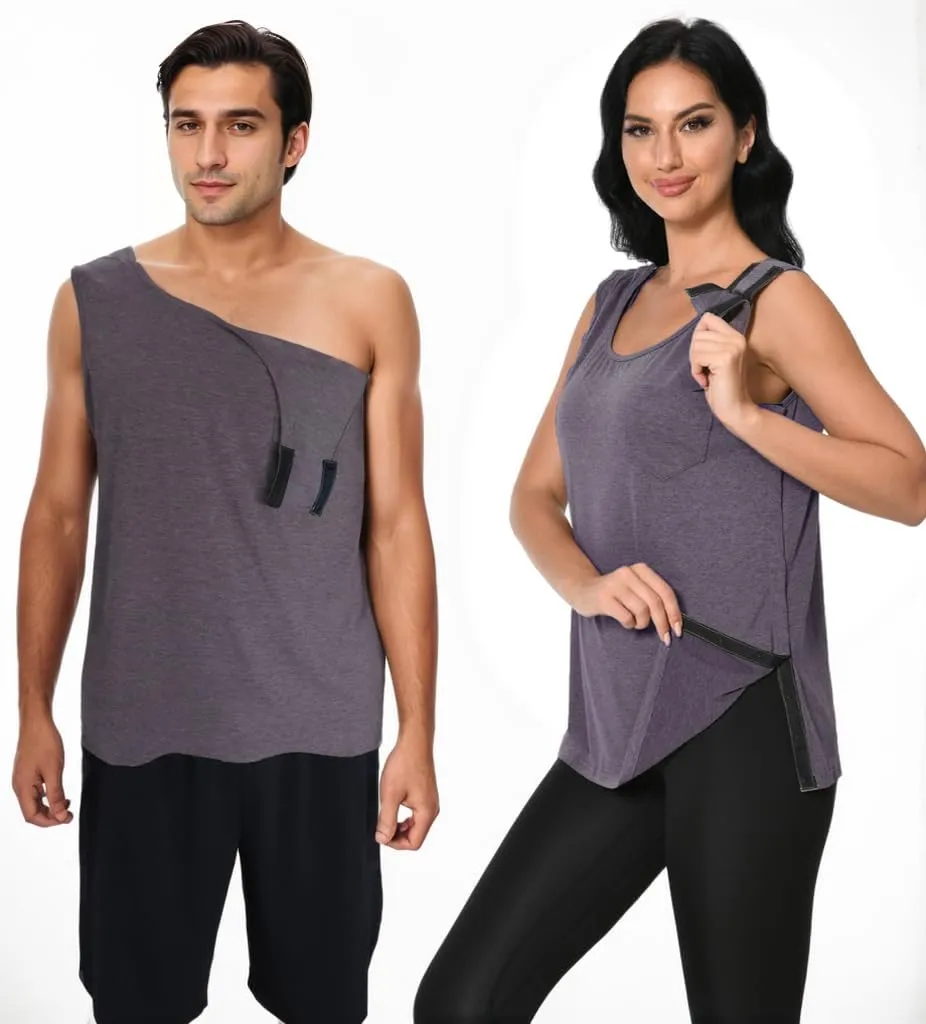 Post Surgery Shirts Shoulder Arm Broken Breast Recovery Tank Tops Clothing Snap Open Sleeveless Shirt Unisex Size