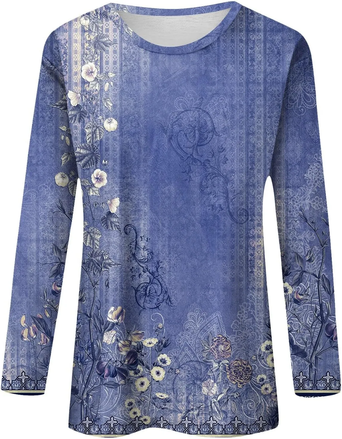Shirts for Women Long Sleeve Crew Neck Tops Fall Tee Ladies Casual Loose Fit Printed Cute Basic Comfy Work Blouse