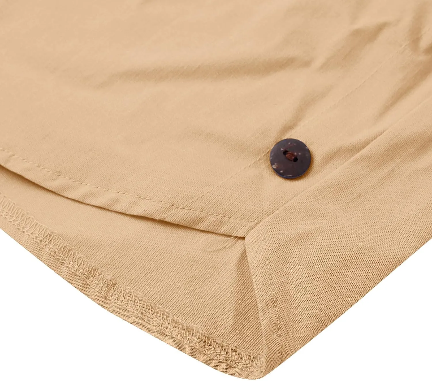 Shorts for Men Elastic Waist Side Buttons and Split Bermuda Shorts Summer Casual Faux Cotton Linen 5 Inch Pants with Pockets