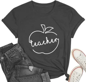Teacher Shirts for Women Heart T-Shirt Women Teacher Appreciation Tee Teaching Support Tops