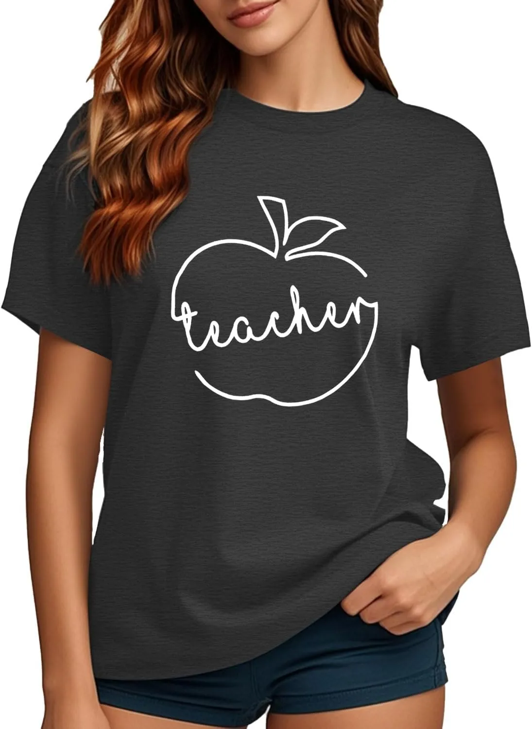 Teacher Shirts for Women Heart T-Shirt Women Teacher Appreciation Tee Teaching Support Tops