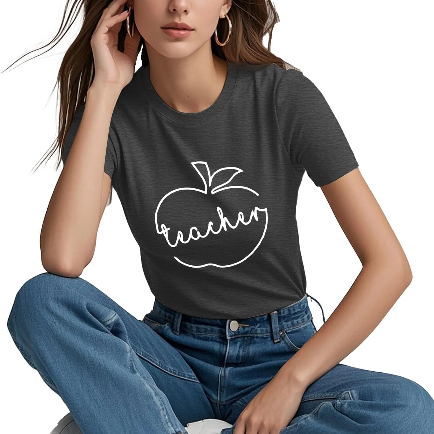 Teacher Shirts for Women Heart T-Shirt Women Teacher Appreciation Tee Teaching Support Tops