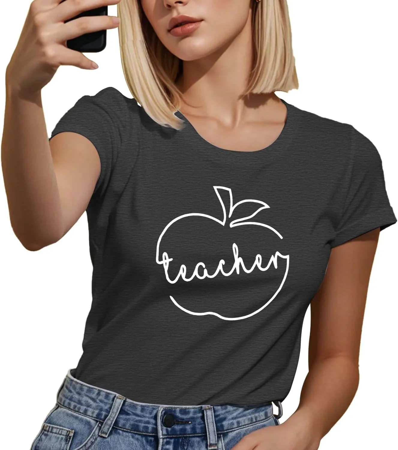 Teacher Shirts for Women Heart T-Shirt Women Teacher Appreciation Tee Teaching Support Tops