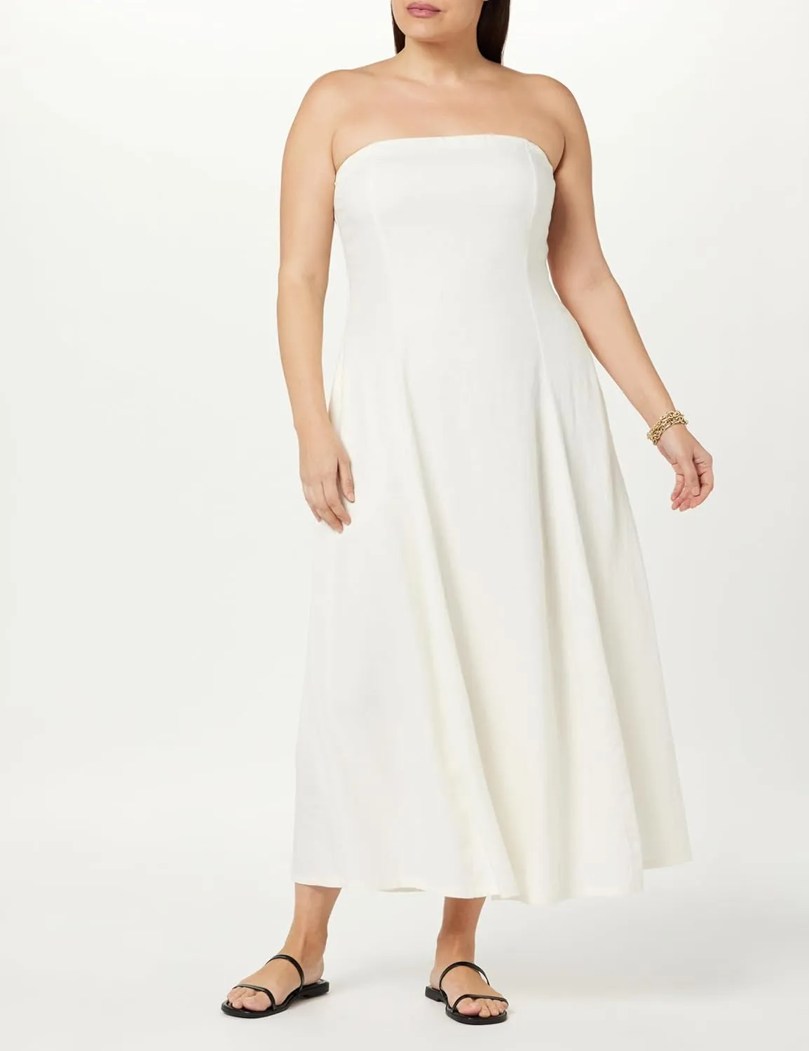 The Drop Women's Carlota Strapless Linen Maxi Dress