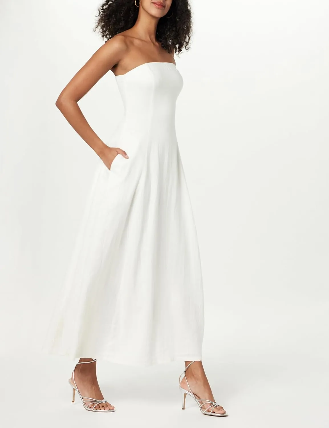 The Drop Women's Carlota Strapless Linen Maxi Dress
