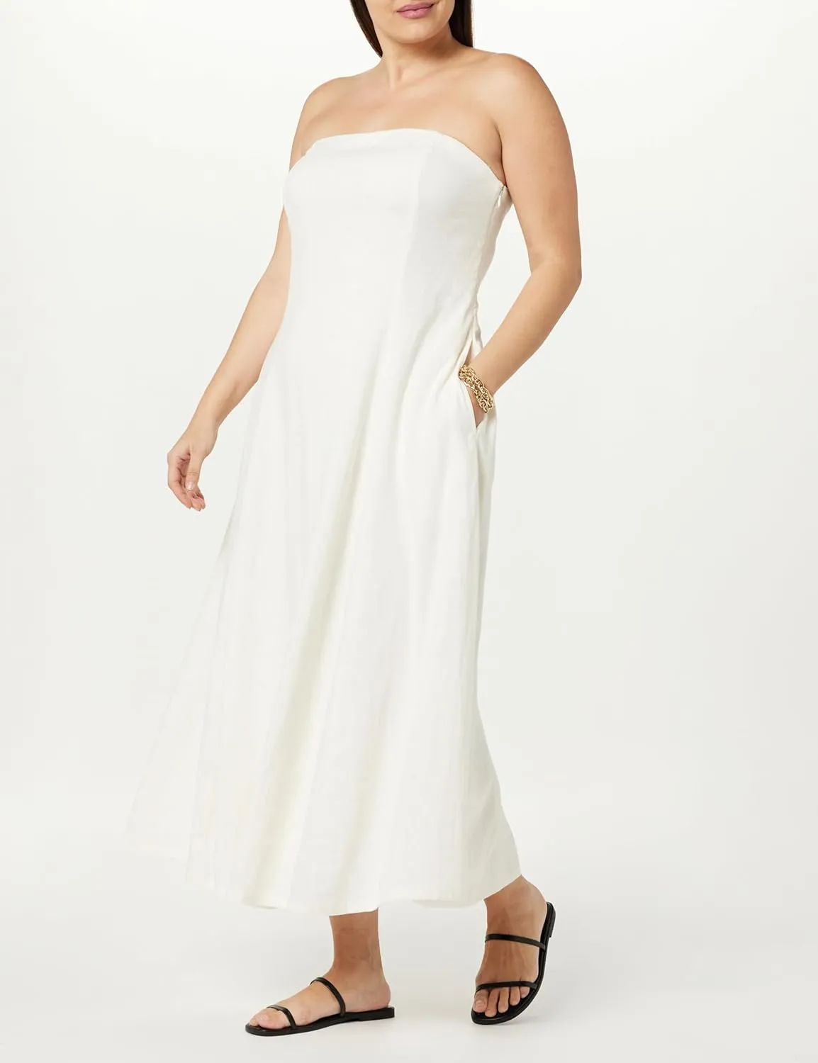 The Drop Women's Carlota Strapless Linen Maxi Dress