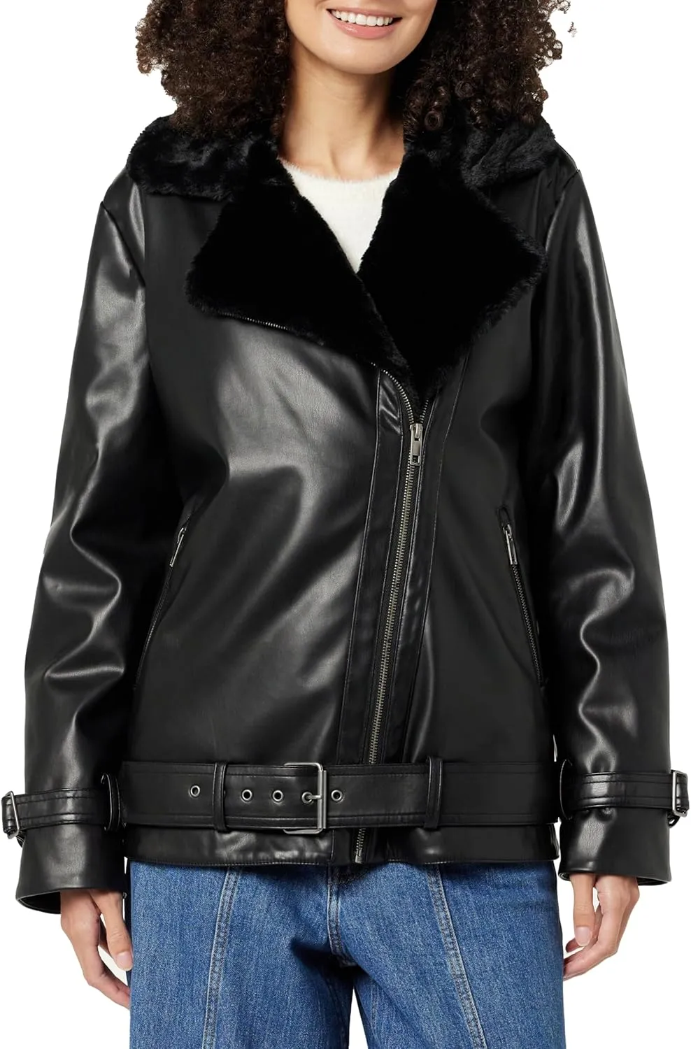 The Drop Women's Cavalla Vegan Leather Moto Jacket