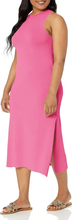 The Drop Women's Gabriela High Neck Cut-in A-line Side-Slit Maxi Sweater Dress