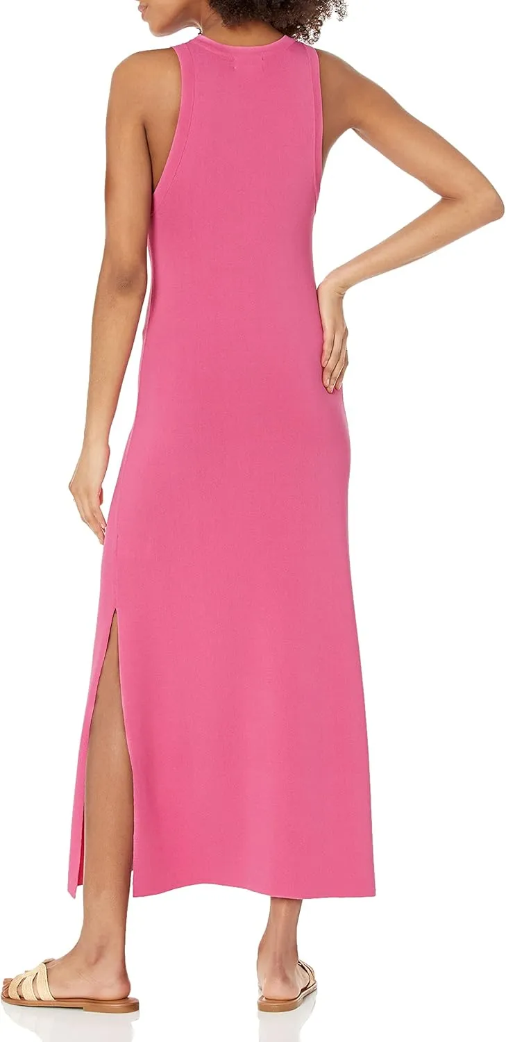 The Drop Women's Gabriela High Neck Cut-in A-line Side-Slit Maxi Sweater Dress