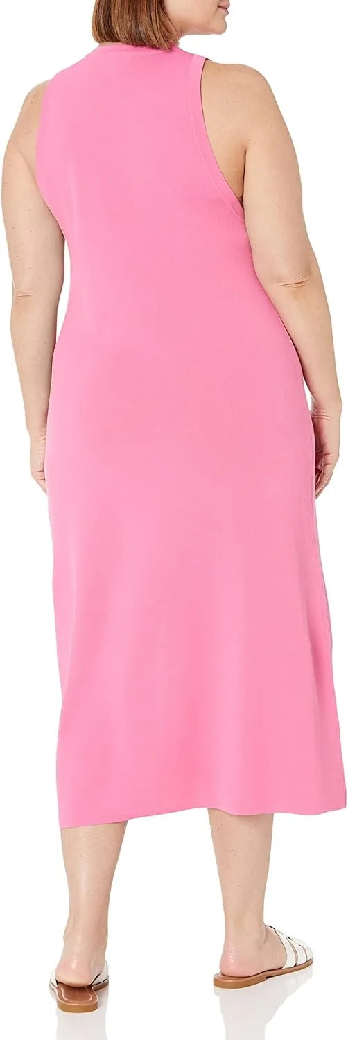 The Drop Women's Gabriela High Neck Cut-in A-line Side-Slit Maxi Sweater Dress