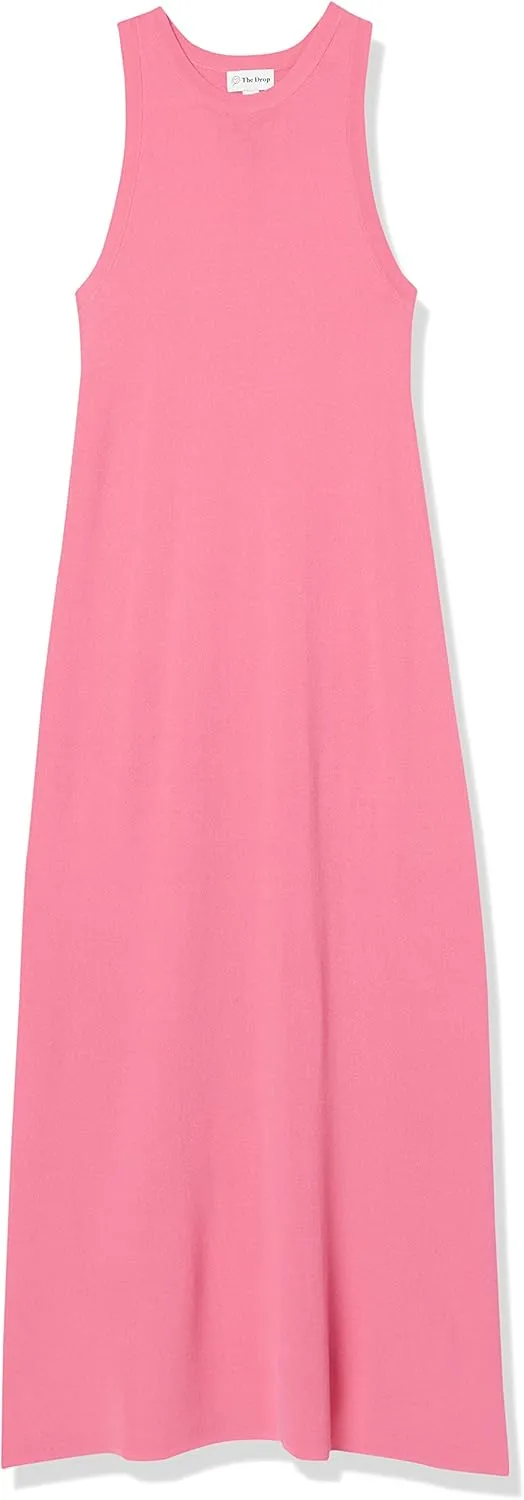 The Drop Women's Gabriela High Neck Cut-in A-line Side-Slit Maxi Sweater Dress