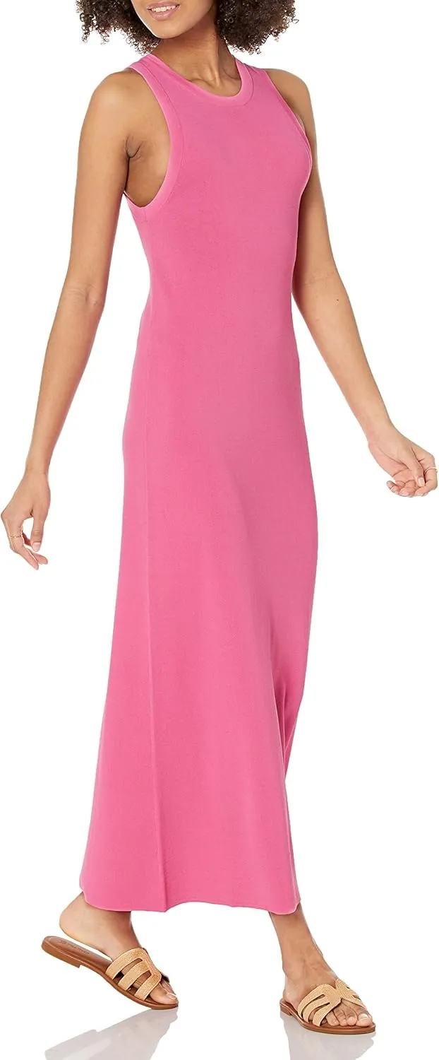 The Drop Women's Gabriela High Neck Cut-in A-line Side-Slit Maxi Sweater Dress