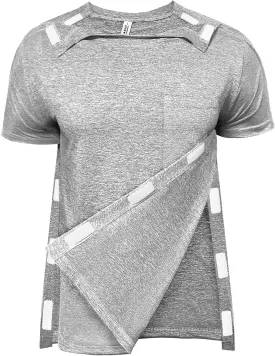 Unisex Post Shoulder Surgery Shirts for Women with All Access Stick On Fasteners Recovery Tear Away Chemo Clothing