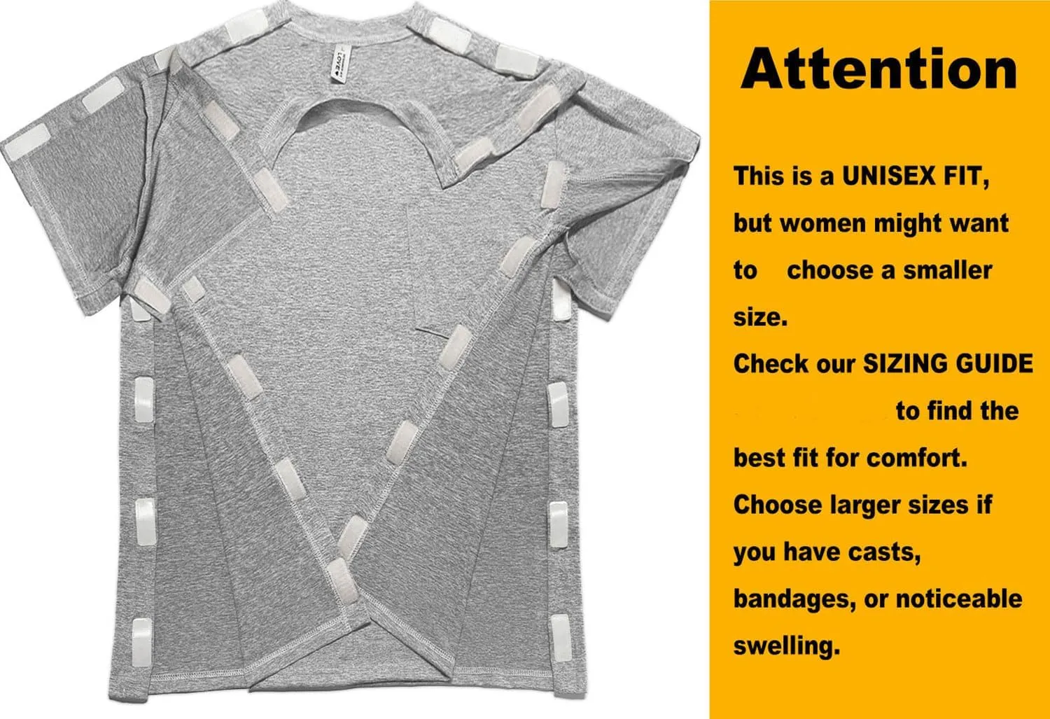 Unisex Post Shoulder Surgery Shirts for Women with All Access Stick On Fasteners Recovery Tear Away Chemo Clothing