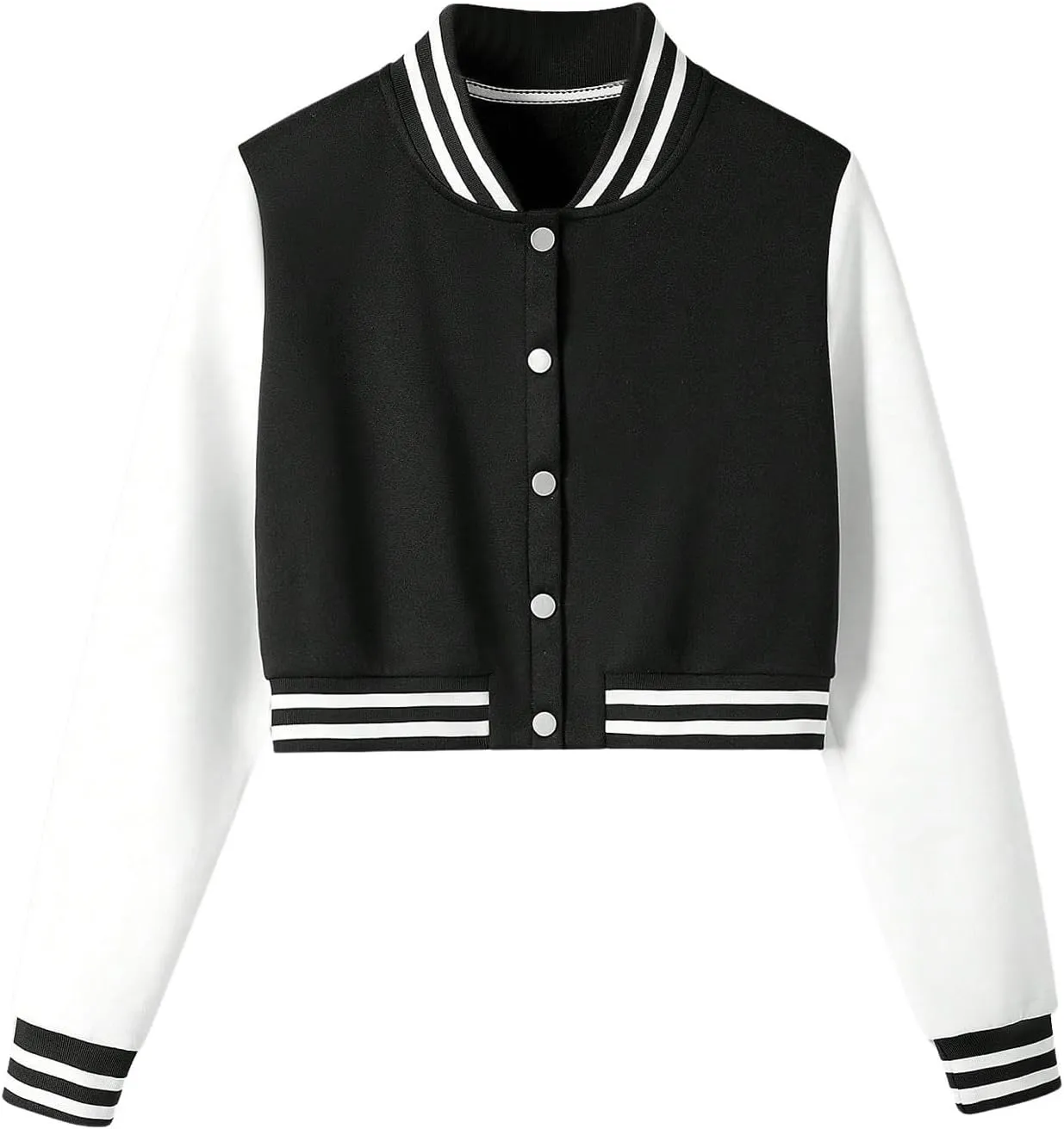 Verdusa Women's Bomber Jacket Long Sleeve Varsity Jackets Crop Baseball Outerwear