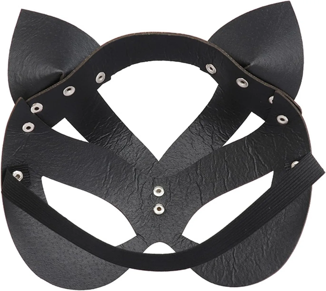 Women Faux Leather Masquerade Mask Black Goth Fox Cat Eye Mask Halloween Costumes Mardi Gras Animal Cosplay Half Face Mask