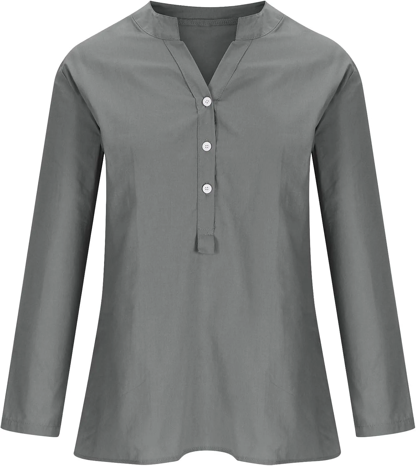 Women Summer Linen Shirts 3/4 Sleeve Cotton Blouse V Neck Button Tunic Tops Trendy Dressy Causal Clothing 2024