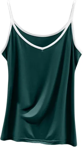 Womens Casual Tank Tops Summer Comfy Home Plus Size Camisoles Sleeveless V-Neck Solid Color Fashion Vests T-Shirts