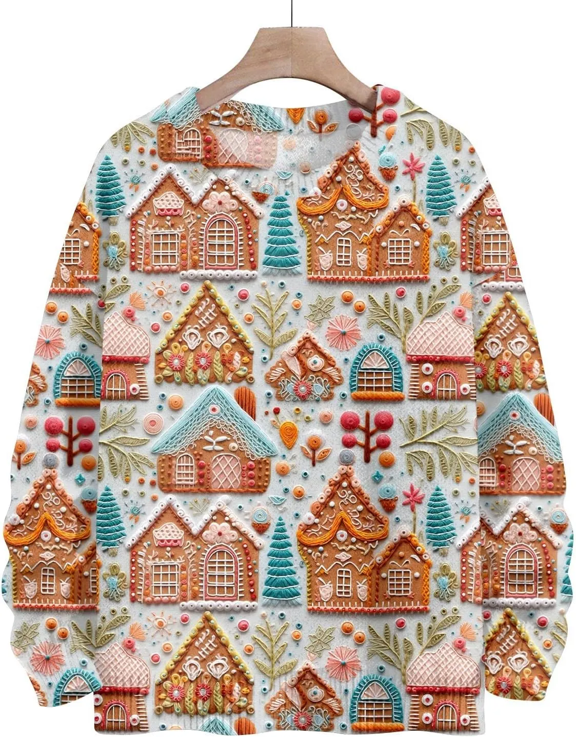 Womens Christmas Knit Sweaters Holiday Crewneck Sweatshirts Xmas 3D Graphic Gnomes Santa Shirt Winter Long Sleeve Tops