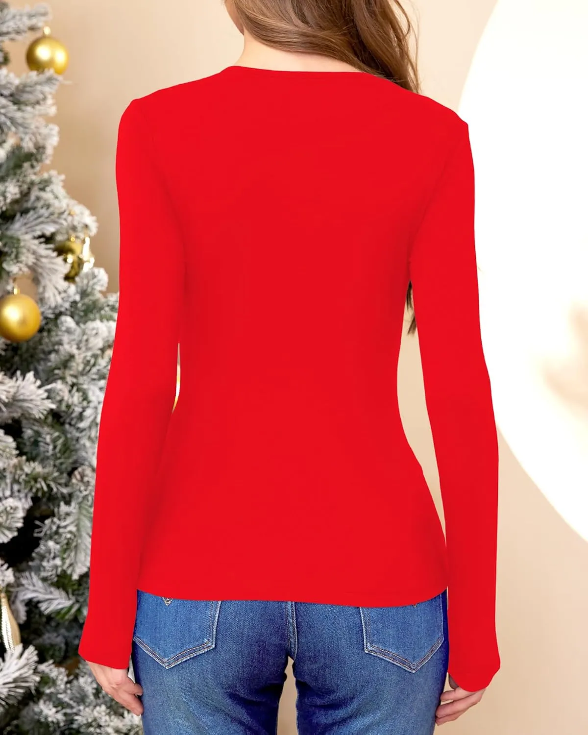 Womens Long Sleeve Tops Cut Out Front Ribbed Fitted Sexy Cute Casual Tops Tee Dressy T-Shirts Tshirt