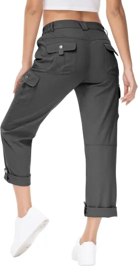 YSENTO Womens Cargo Hiking Pants with Pockets Lightweight Stretch Quick Dry Camping Travel Pants Roll Up